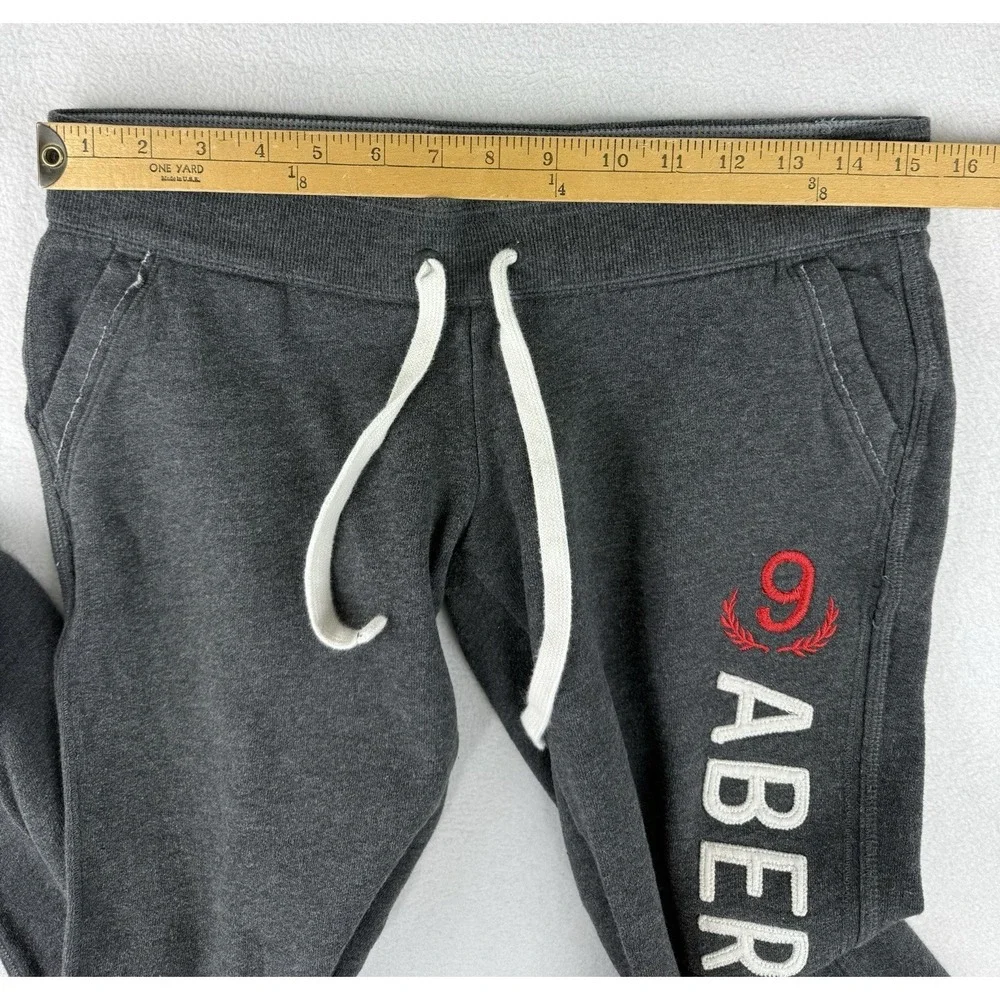 VTG Y2K Abercrombie & Fitch Gray Spellout 9 Sweatpants Joggers Sz Small New York